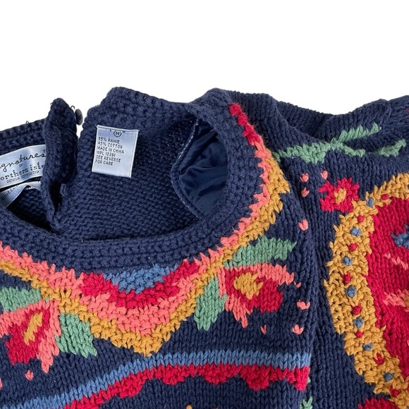 Vintage Signatures by Northern Isles Floral Hand Knit Sweater Medium - Picture 12 of 13